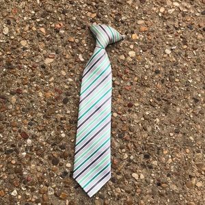 Mini striped clip on tie